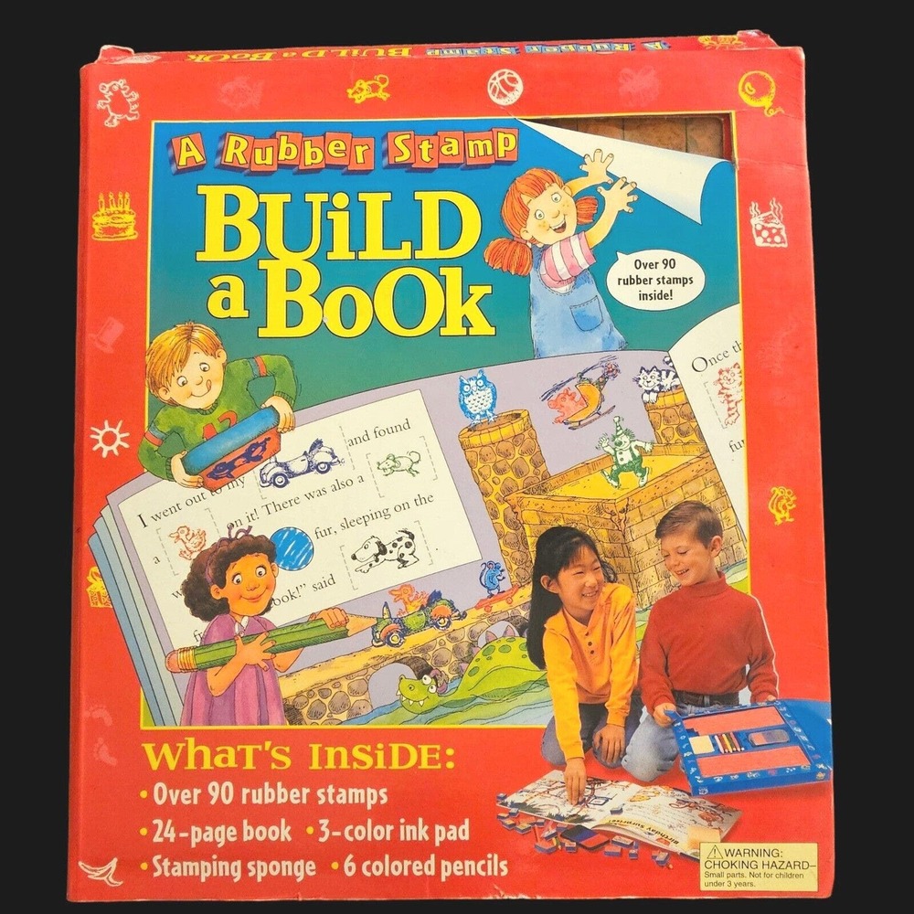 Rubber Stamp Build A Book Colored Pencils Ink Pad Complete Gently Used Tormont